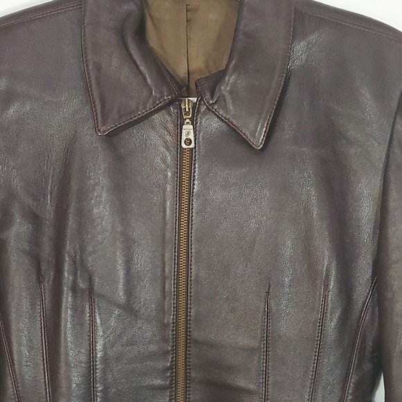 Glenview Y2K Brown Lamb's Sheep's Leather Jacket S Made In Spain - Picture 2 of 9